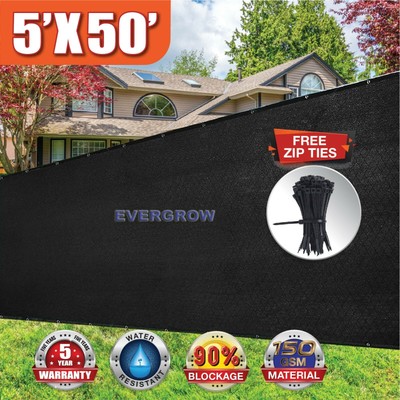 Black 5 X50 Fence Windscreen Privacy Screen Shade Cover Fabric