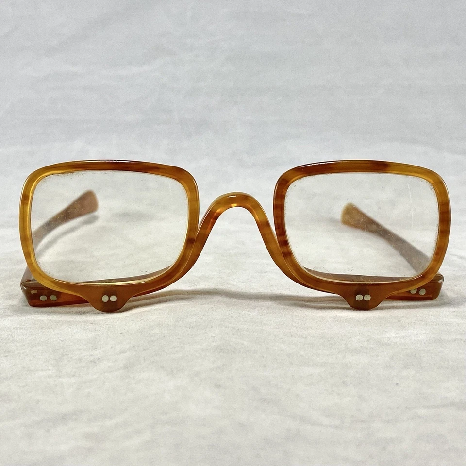 Gafas de maquillaje Ropco vintage Italia marrón claro caparazón de tortuga lentes abatibles Foto 3 de 4