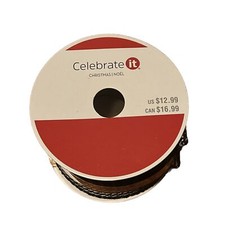 RIBBON - 2.5 X 20 Ft Black And White Plaid Wired Ribbon Celebrate It NEW