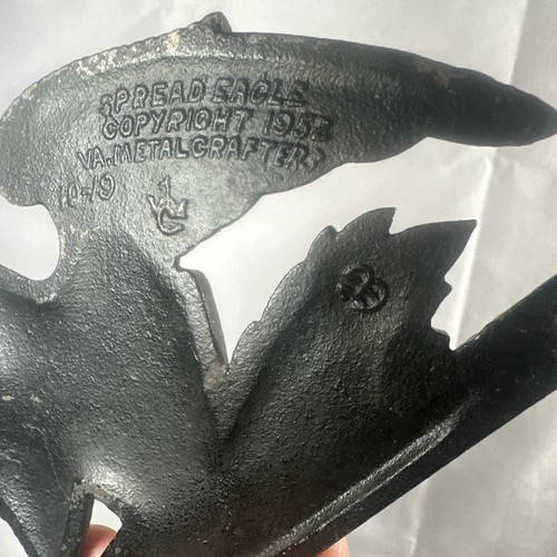 1952 Spread Eagle VIRGINIA METALCRAFTERS Cast Iron Trivet Patriotic Wall Decor - Picture 5 of 17