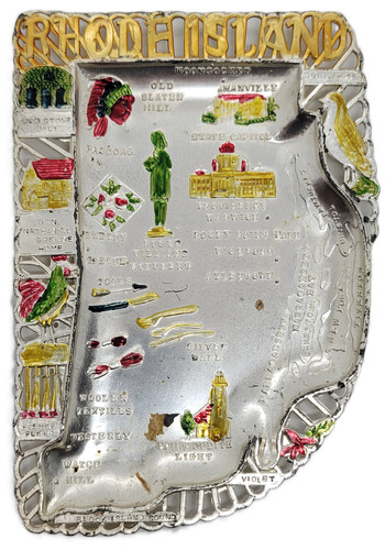 Vintage Rhode Island Souvenir Metal Ashtray Made in Japan