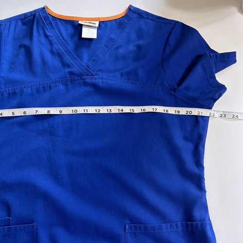 Scrub Star Scrub Top Womens Sz Med Blue Nursing Vet Medical Uniform Short Sleeve - Picture 5 of 6