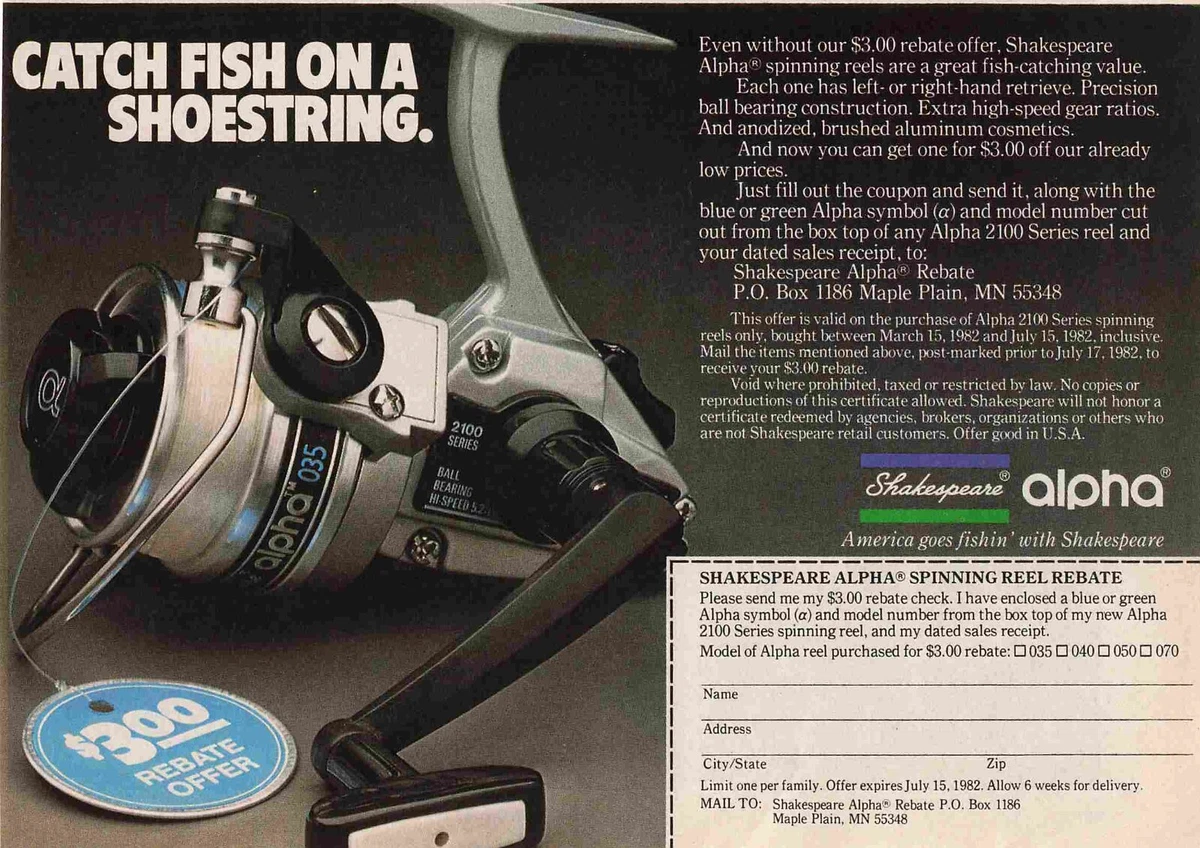 Shakespeare Alpha 035 Spinning Reel 2100 1980S Vtg Print Advertisement 5