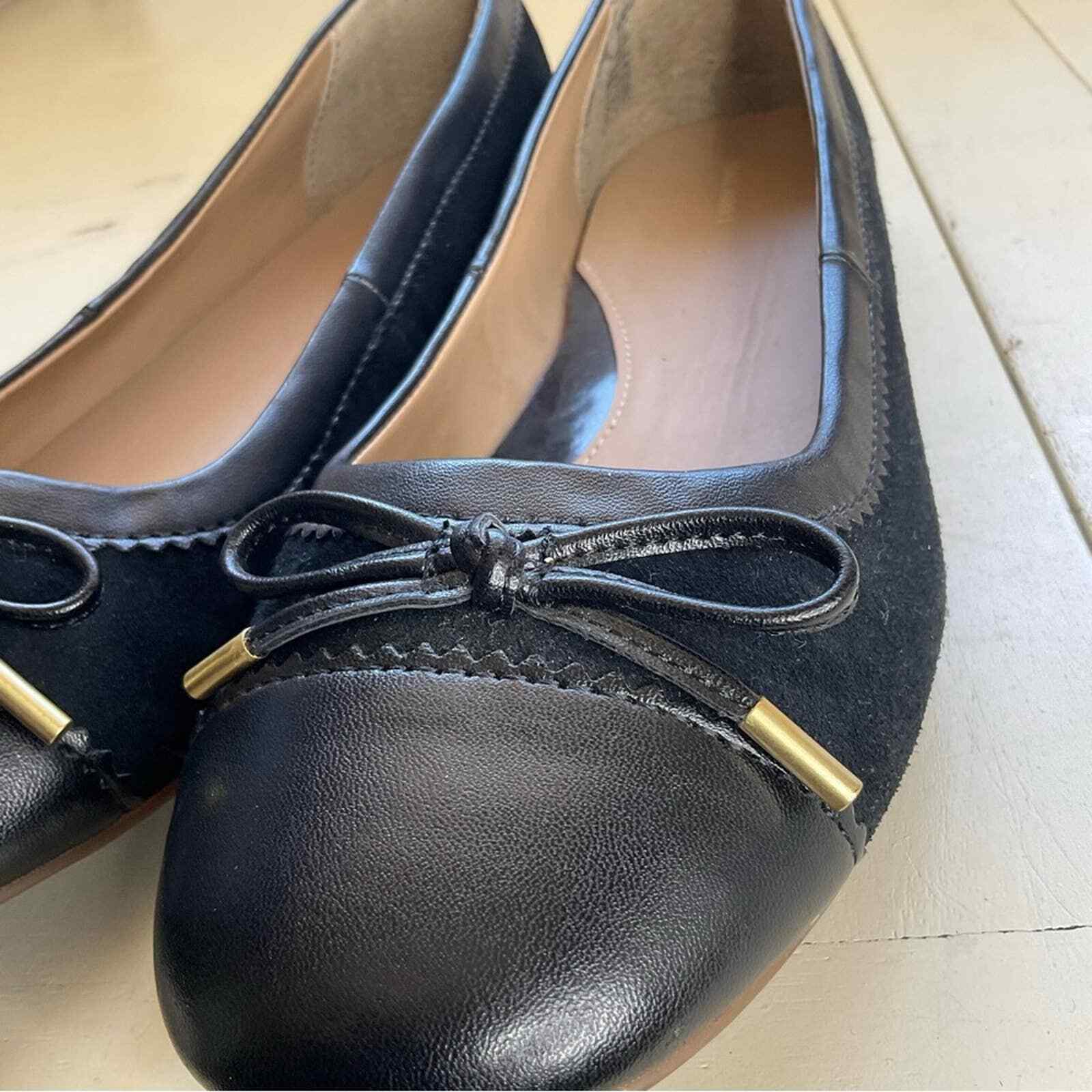 Lands End Ballet Flats Black Suede and Leather Size … Gem