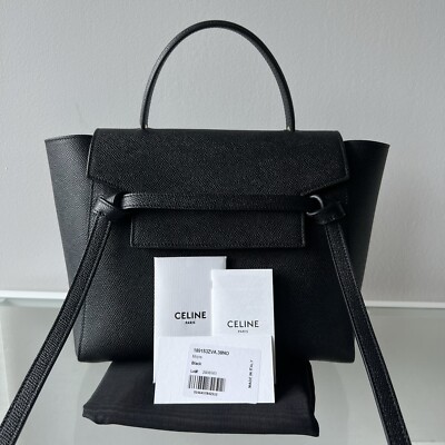 CELINE ブラックベルト UNB0343 Large 30MM triomphe belt in
