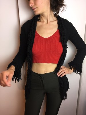 black frilly cardigan