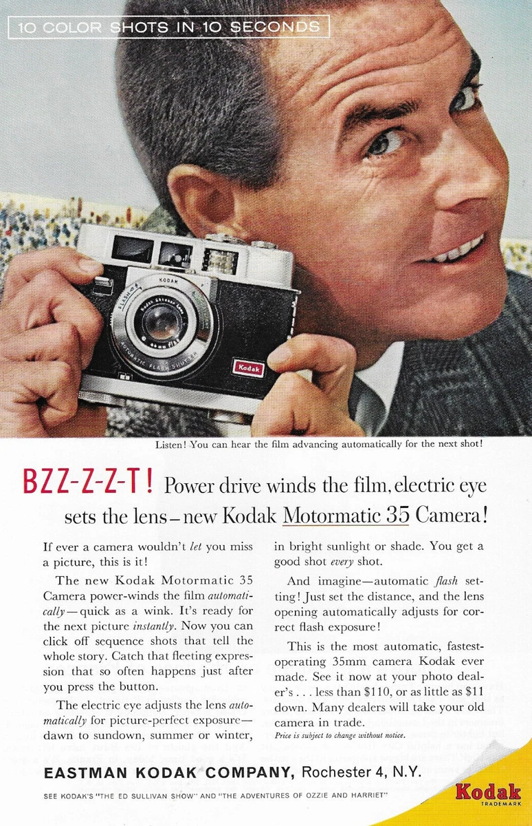 1960 Print Sales AD Advertisement Art KODAK Motormatic 35mm Film Camera  Original | eBay