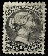 MATT S STAMPS SCOTT CANADA #21, VICTORIA 1/2-CENT 1868-1876 ISSUE, USED, CV$80
