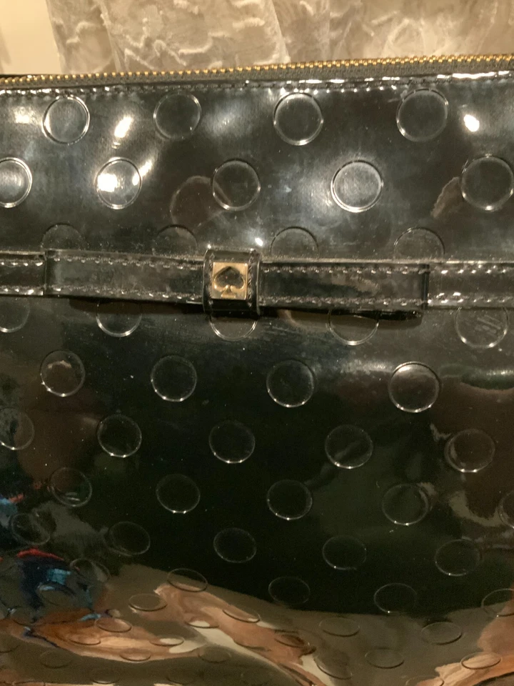 Bolso de Mano Kate Spade New York Camelia Negro Charol Lazo Grande $195 Foto 2 de 4