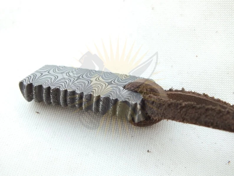 Damascus Steel Pendant Necklace | Handmade Jewelry, Leather Cord Included - Image 4 of 4