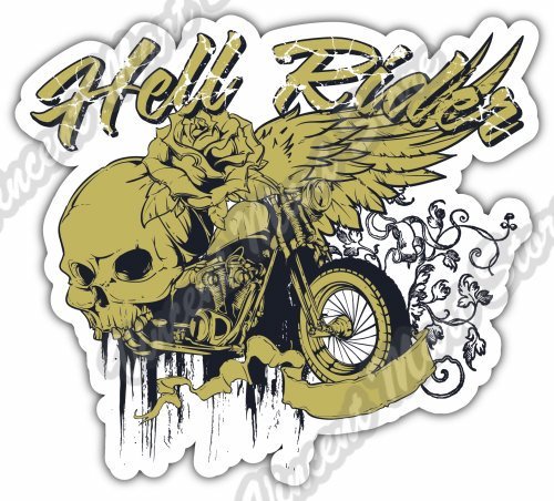 Hell Rider Biker Chopper Bike Gift Idea Car Bumper Vinyl Sticker Decal ...