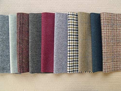 British Tweed 100% Wool Remnants Offcuts Squares Crafts 10 Pieces 9x9 inch Ma... - Picture 6 of 7