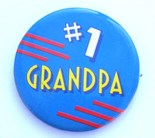 Vintage 1 Grandpa Button Pin Blue Papa Grandad Grandchild Family Blue Pinback