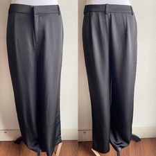 NWT $178 Reformation Bryan Black Satin Mid Rise Wide Leg Trouser Pant 4