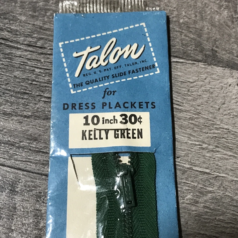 De colección Garra 10" "Sujetador Deslizante" Cremallera Kelly Verde W13 Foto 2 de 3