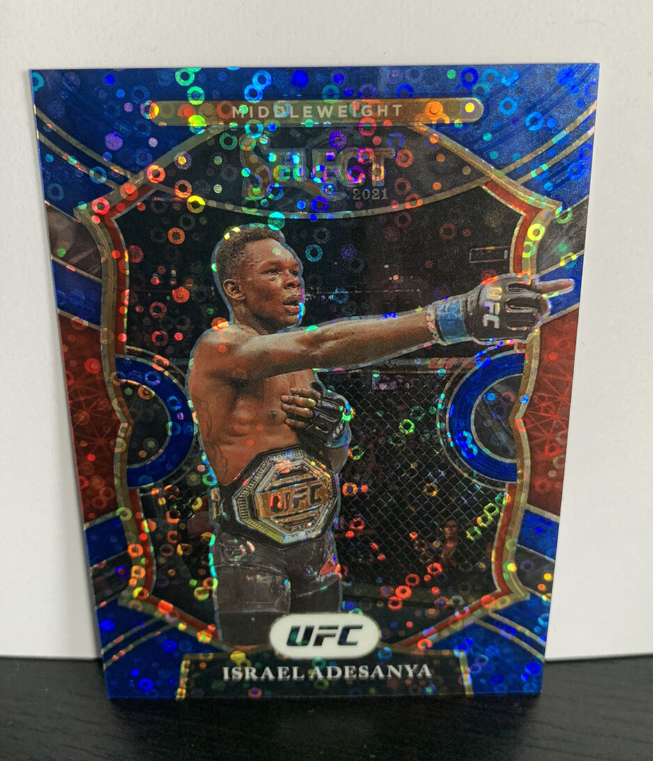 2021 Panini Select UFC Israel Adesanya Concourse Blue Disco Prizm /99