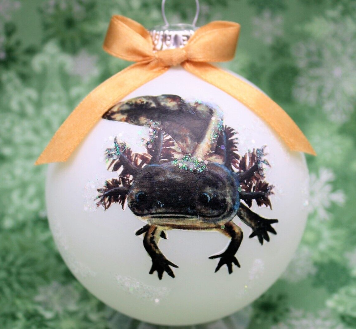 A079 Hand-made Christmas Ornament Axolotl wild mosaic front
