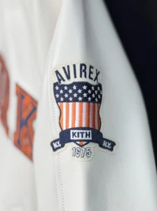 Men's Avirex Eagle Patch Leather Bomber Jacket - Vintage Varsity Style Coat