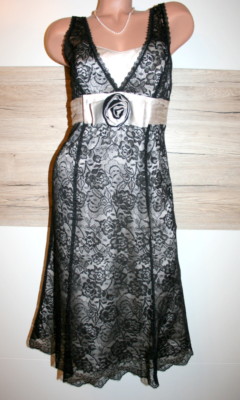 Debut DEBENHAMS CoctailKleid Spitze Lagenlook Ball Party Corsagen Kleid 10-36-38