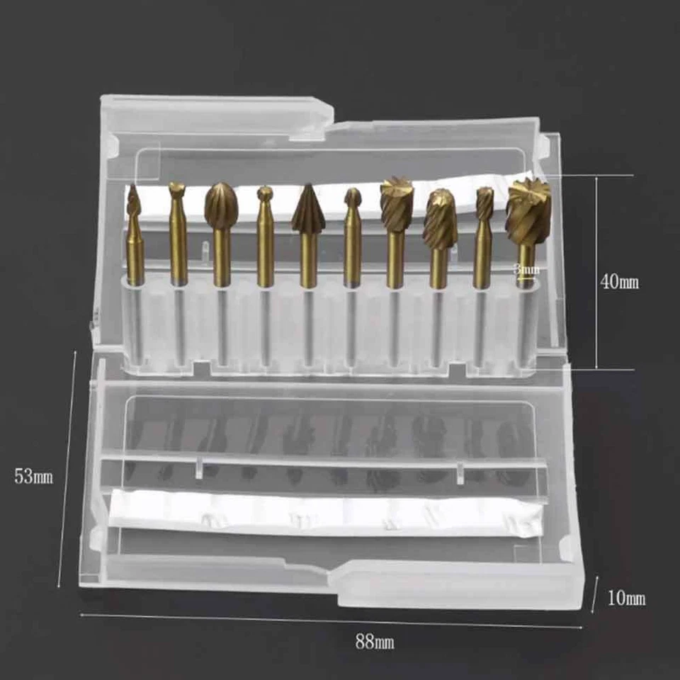 10Pcs HSS Routing Wood Carving Tools Rotary Drill File Router Bit For Dremel - Image 4 of 4