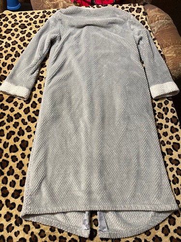 SECRET TRESURES Zippered Robe GRAY FLEECE LONG NIGHTGOWN ROBE SZ M - Picture 5 of 6