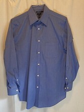 Croft  Barrow Easy Care Mens Blue Striped Long Sleeve Shirt 15 1/2 - 32/33