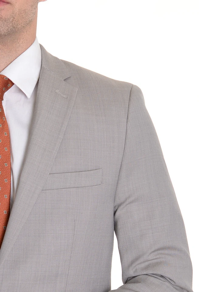 Alfani 红色修身浅棕褐色 Stepweave 双扣羊毛混纺西装外套运动外套  — 第 2/4 张图片