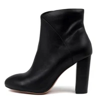 REDUCED BNIB Mollini WYATTS Black Leather Heeled Ankle Boots | AU 8 EU 39