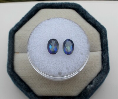 Rainbow Mystic Topaz Oval Loose Faceted Natural Gem Pair 7x5mm 