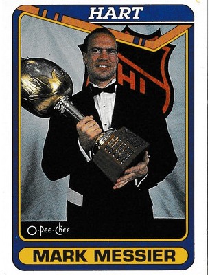 hockey card MARK MESSIER 1990 Edmonton Oilers O-Pee-Chee #519 sport HART trophy