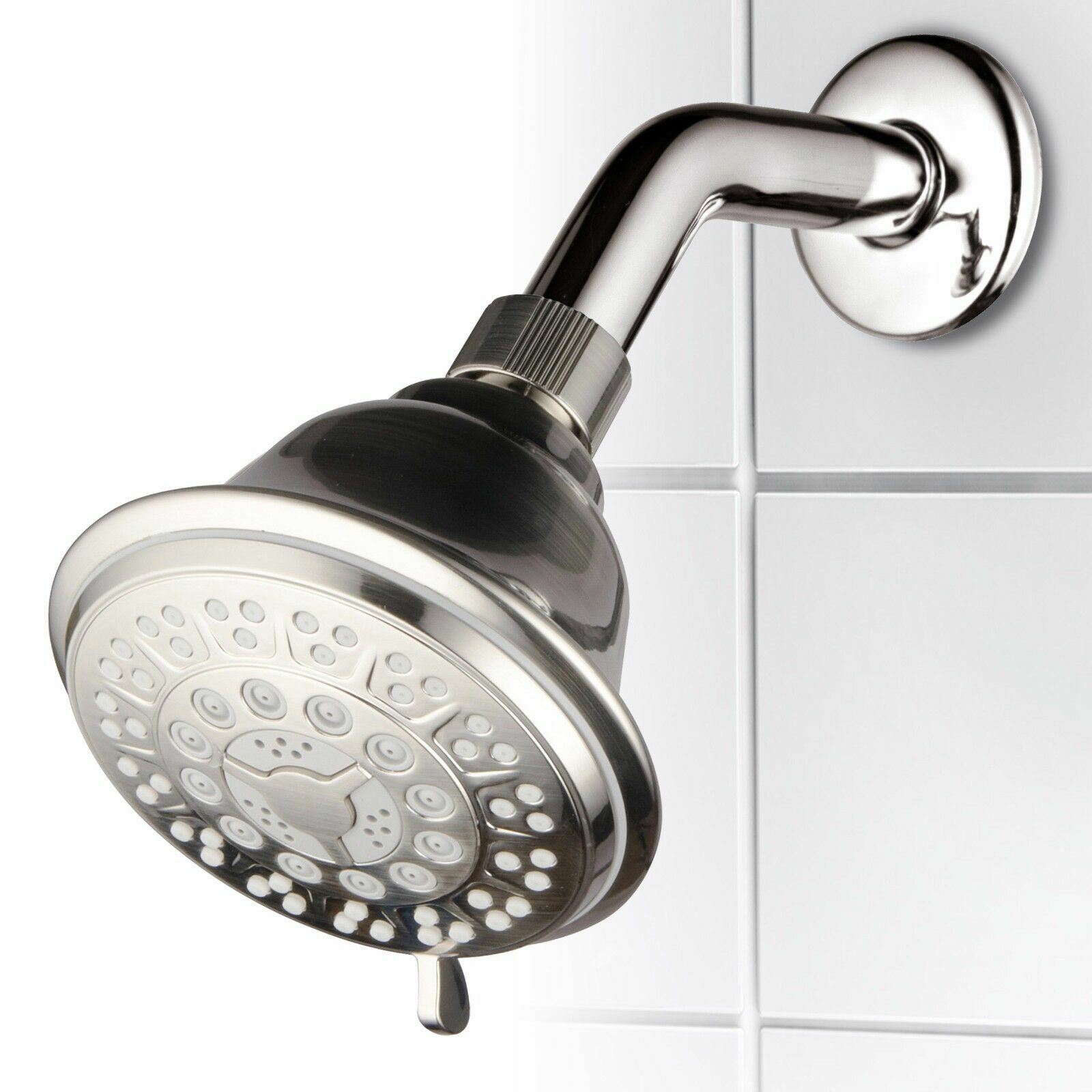HotelSpa Luxury 4-Inch Brushed Nickel Shower Head with 8-Settings 