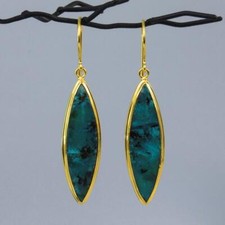 Ohrringe 18K Gold Vermeil Sterlingsilber Edelstein Kieselerde Chrysokoll