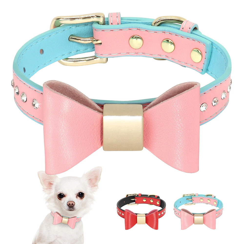 Bow tie best sale dog collar leather