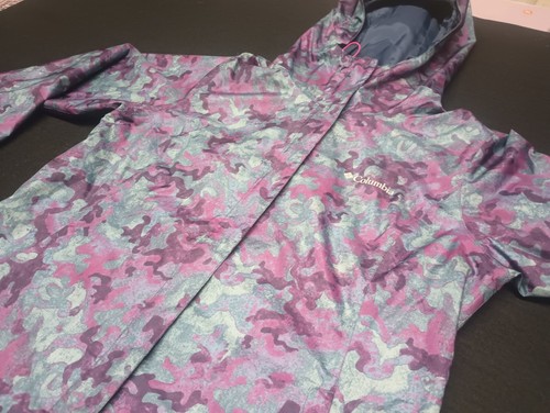Giacca a vento Columbia viola mimetica antipioggia omni-tech con cappuccio usata in ottime condizioni donna media - Foto 3 di 8