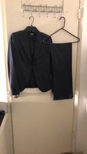 Women's Benetton Navy Pinstrip Suit Set Blazer and Pants Set Size 40 XS/S