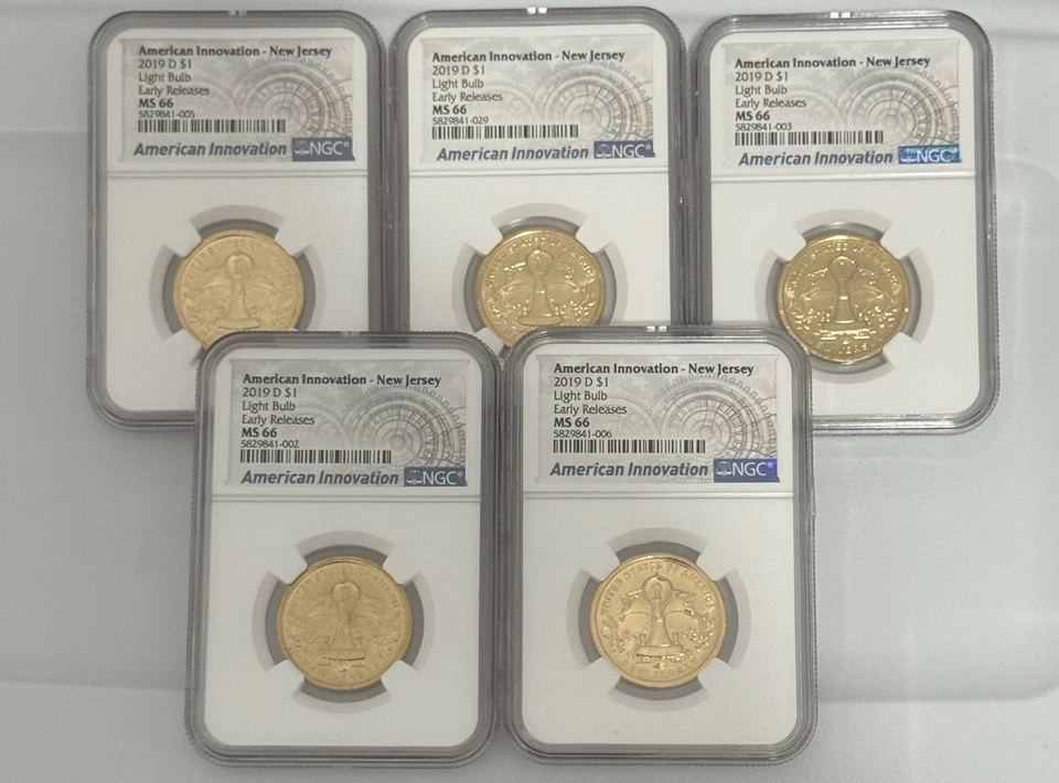 2019 D AMERICAN INNOVATION New Jersey NGC MS66 Early Release Light Bulb Lot of 5 - Image 4 of 4