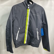 PERRY ELLIS BOY Jacket Grey Neon Green Boys Size 18 Hooded Soft shell