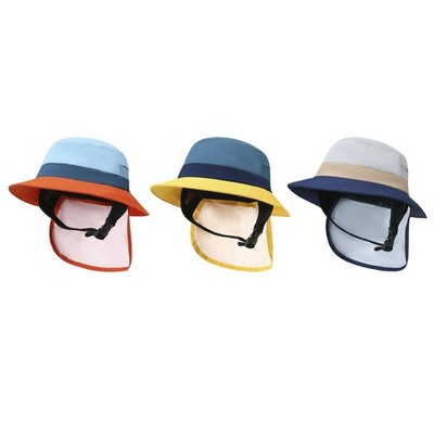 Surf Bucket Hat Sommer Winddicht mit Kinnriemen Breiter Krempe Atmungsaktiver