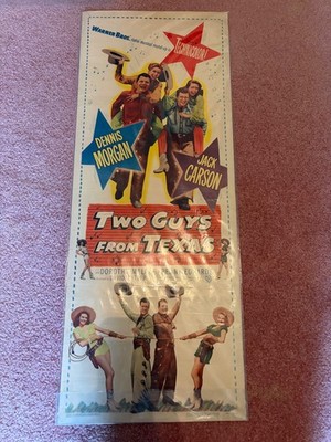 Vintage Movie Poster Insert ''Two Guys from Texas'' 1948 Dennis Morgan Jack Carson