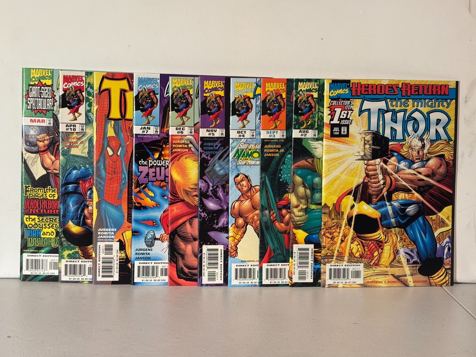 THOR #1-8, #10, Annual 99 - NM - Dan Jurgens - John Romita, Jr. - Klaus Janson