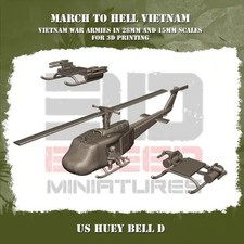 US Bell Huey UH1-D Helicopter 15mm or 20mm ideal for Flames of War, Nam '68 etc
