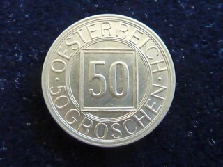 50 Groschen 1934 "Nachtschilling" 1. Republik vz !! Erhaltung !!