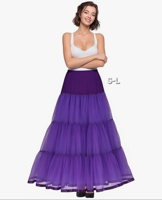 Women's Full Length Petticoat Long Underskirt for Maxi A-line Dress Prom,  Purple | eBay
