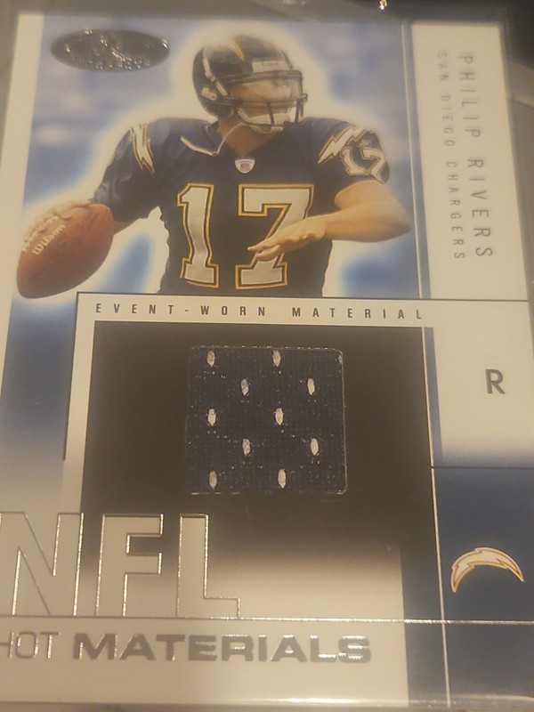 philip rivers game used jersey relic card gu worn nfl football Numbered/500 #ed