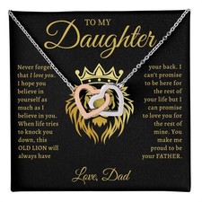 Two Heart Pendant Necklace- Rose/White or 18k Yellow Gold Finish   Daughter Gift