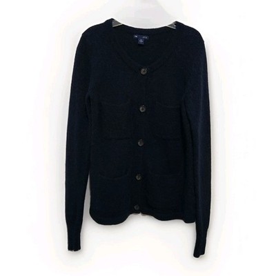 Gap Womens S Cozy Button Up Cardigan Sweater 4 Pocket Wool Blend Dark Academia
