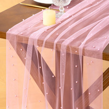 Pearl Gauze Table Runner Spring Easter Sheer 10FT Tulle Dining Wedding Birthday