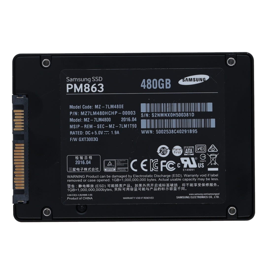 Samsung PM863 MZ7LM480HCHP-00003 480GB 6Gbps 2.5inch SATA SSD - 1yr Wty