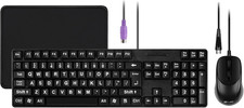 Wired PS2 104 Keys Computer Keyboard and Mouse Combo - Big Print Letters - 3 in1