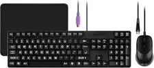 Wired PS2 104 Keys Computer Keyboard and Mouse Combo - Big Print Letters - 3 in1